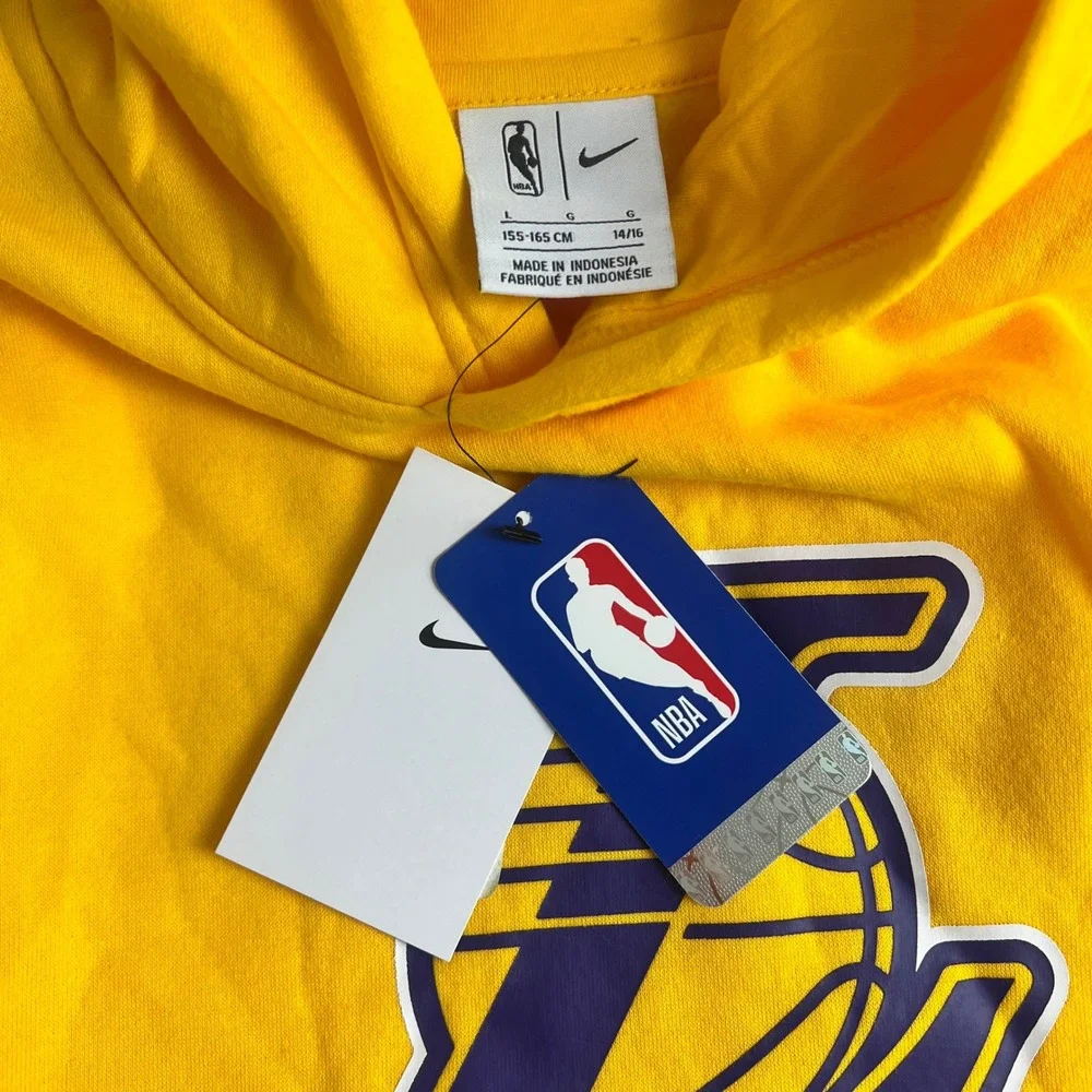 Los Angeles Lakers Kids Size L 14/16 Nike Hoodie Yellow NBA Basketball New